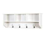 Wall Mounted Coat Rack W/ 4 Dual Hooks, Wood Storage Shelf Small Space
