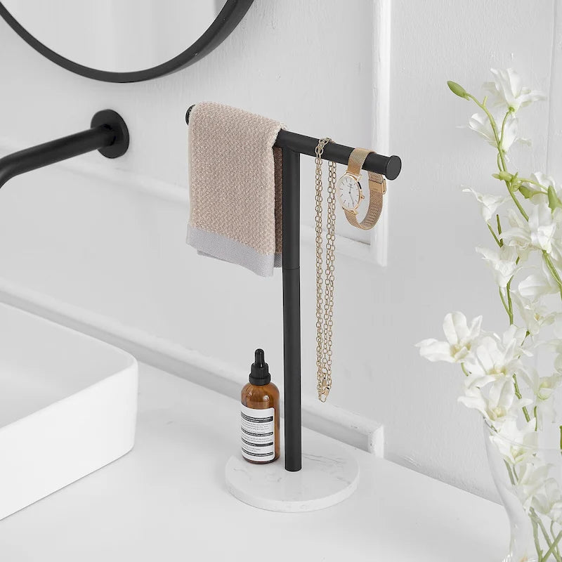 T-Shape Towel Rack With Natural Marble Base