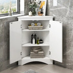 White Triangle Bathroom Storage Cabinet with Adjustable Shelves - 17.2W x 17.2D x 31.5H