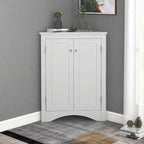 White Triangle Bathroom Storage Cabinet with Adjustable Shelves - 17.2W x 17.2D x 31.5H