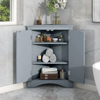 White Triangle Bathroom Storage Cabinet with Adjustable Shelves - 17.2W x 17.2D x 31.5H