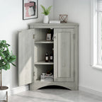 White Triangle Bathroom Storage Cabinet with Adjustable Shelves - 17.2W x 17.2D x 31.5H