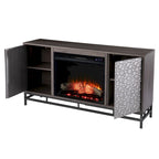 SEI Furniture Hampden Contemporary Gray Wood Electric Fireplace