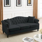 [Video] 79 Chesterfield Sofa Black Velvet for Living Room, 3 Seater Sofa Tufted Couch with Rolled Arms and Nailhead for Living