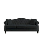[Video] 79 Chesterfield Sofa Black Velvet for Living Room, 3 Seater Sofa Tufted Couch with Rolled Arms and Nailhead for Living