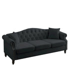 [Video] 79 Chesterfield Sofa Black Velvet for Living Room, 3 Seater Sofa Tufted Couch with Rolled Arms and Nailhead for Living
