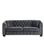 77-Inch Modern Chesterfield Velvet Sofa, 3-Seater Sofa, Upholstered Tufted Backrests with Nailhead Arms and 2 Cushions for Livin