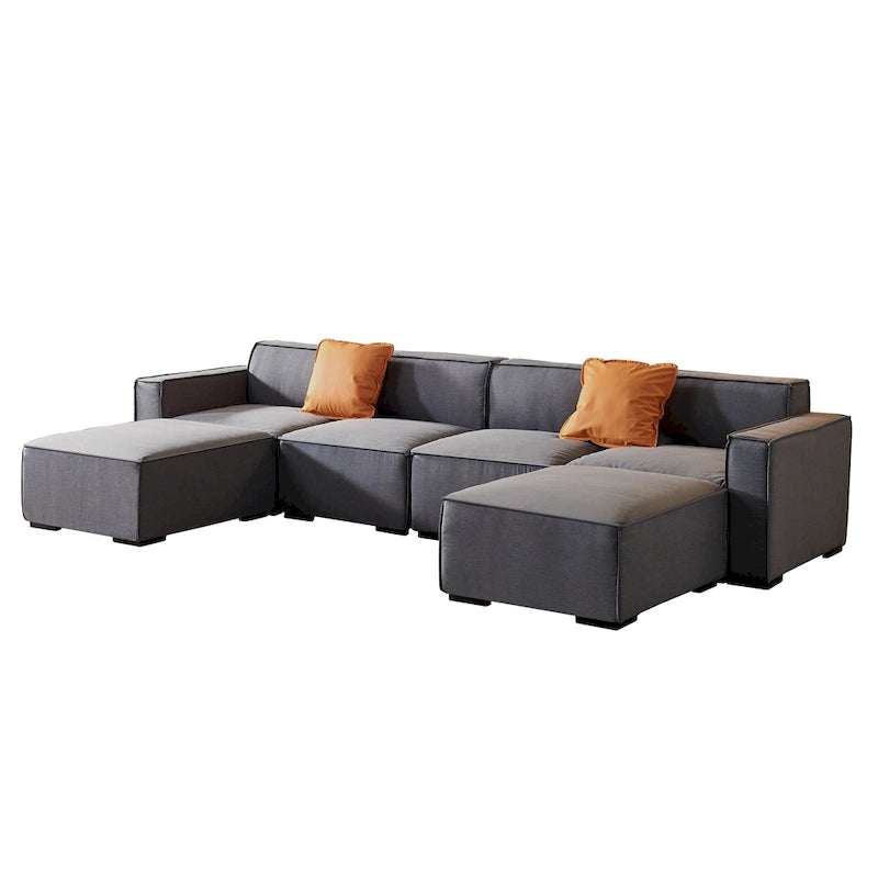Modular Sectional Fabric Sofa (Beige)