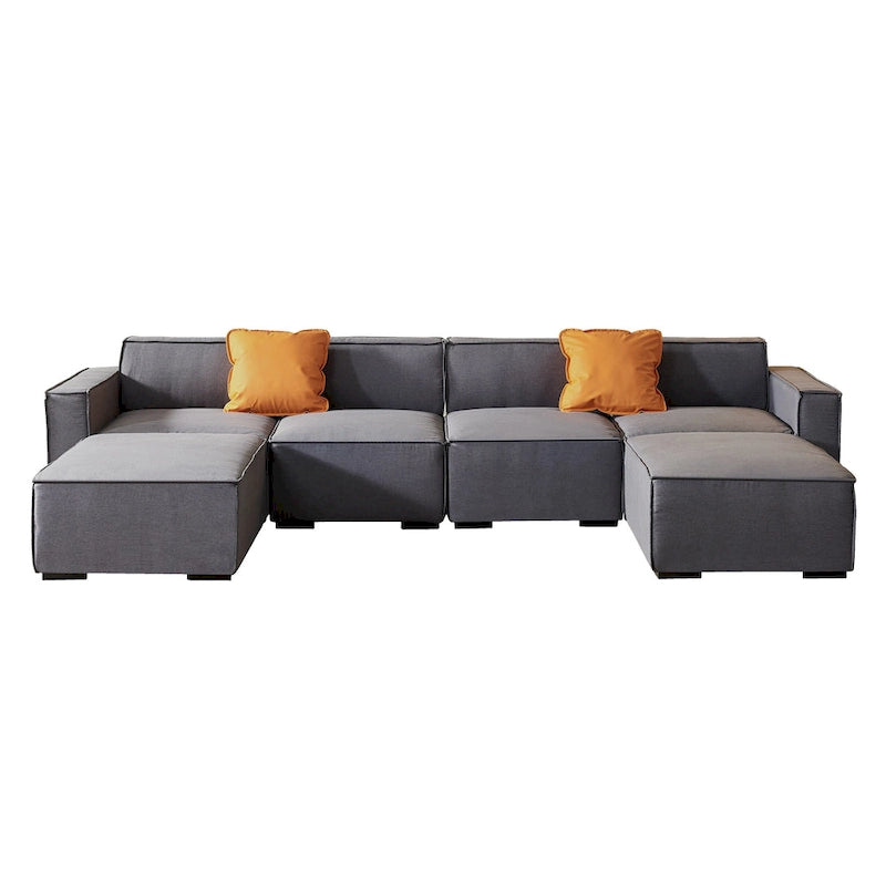 Modular Sectional Fabric Sofa (Beige)
