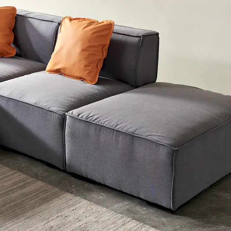 Modular Sectional Fabric Sofa (Beige)