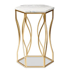 Kalena Modern and Contemporary Metal End Table with Real Marble Top