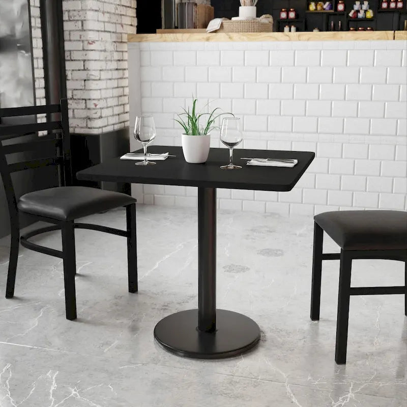 30 Square Laminate Table Top with 18 Round Table Height Base - 30W x 30D x 31.125H - 30W x 30D x 31.125H
