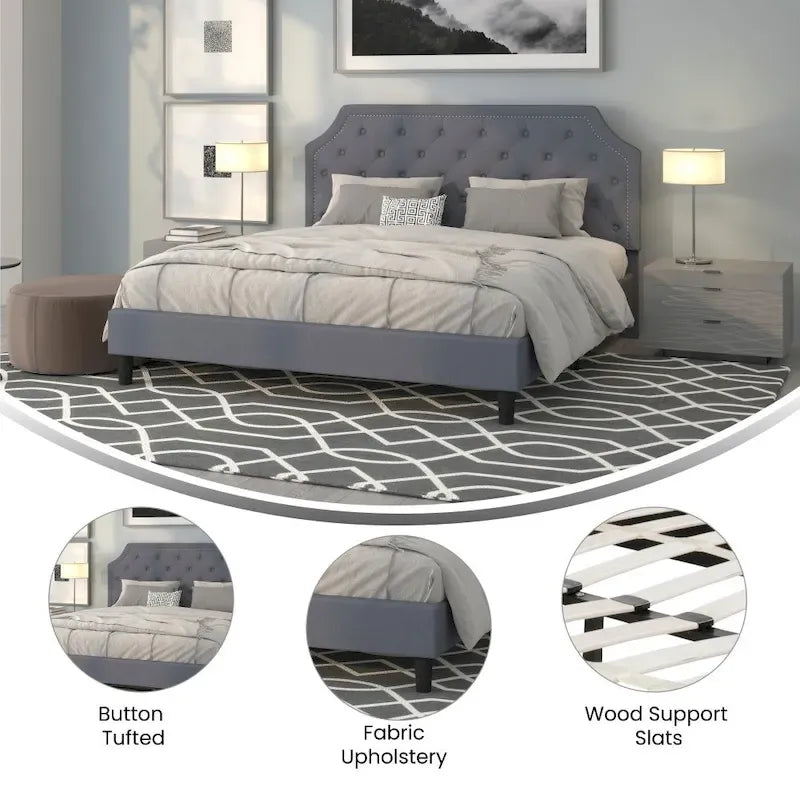 Arched Tufted Upholstered Platform Bed