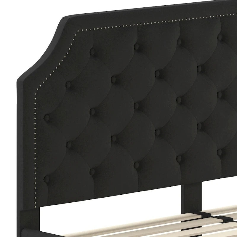 Arched Tufted Upholstered Platform Bed