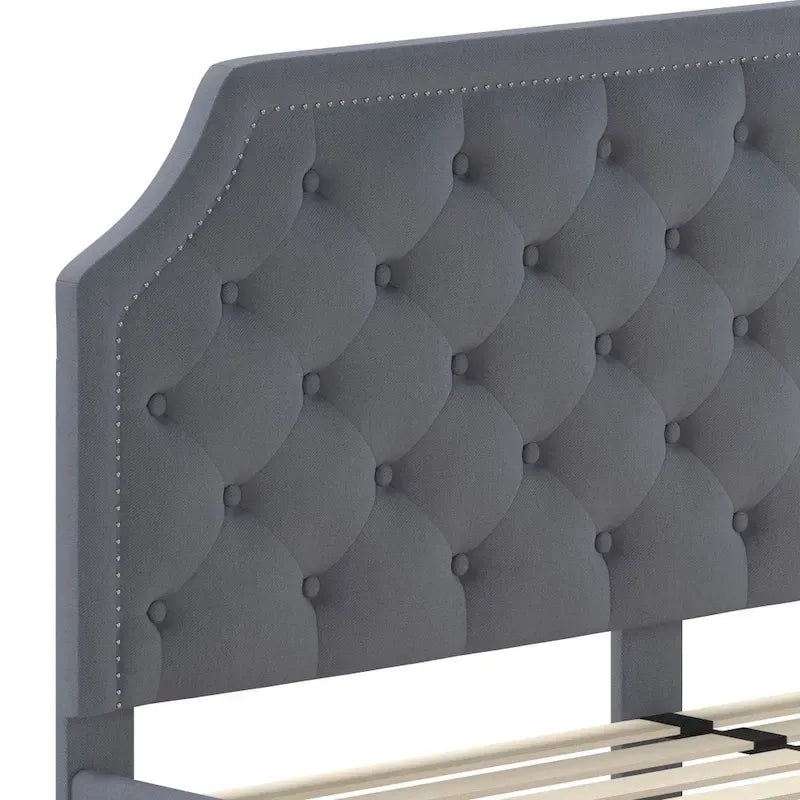 Arched Tufted Upholstered Platform Bed