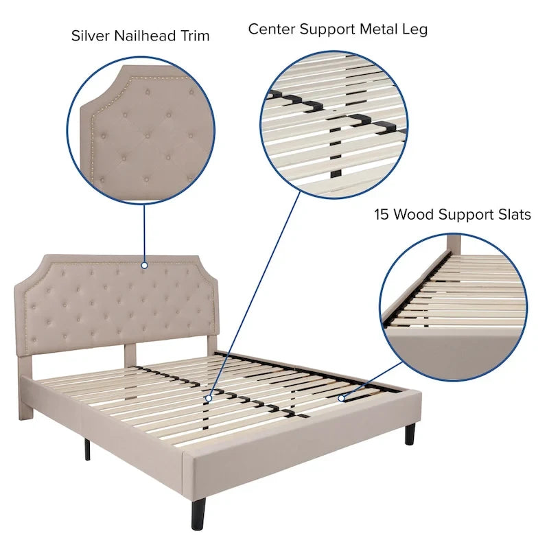 Arched Tufted Upholstered Platform Bed