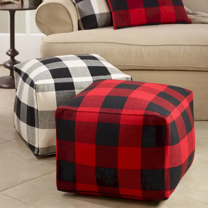 Buffalo Plaid Floor Pouf
