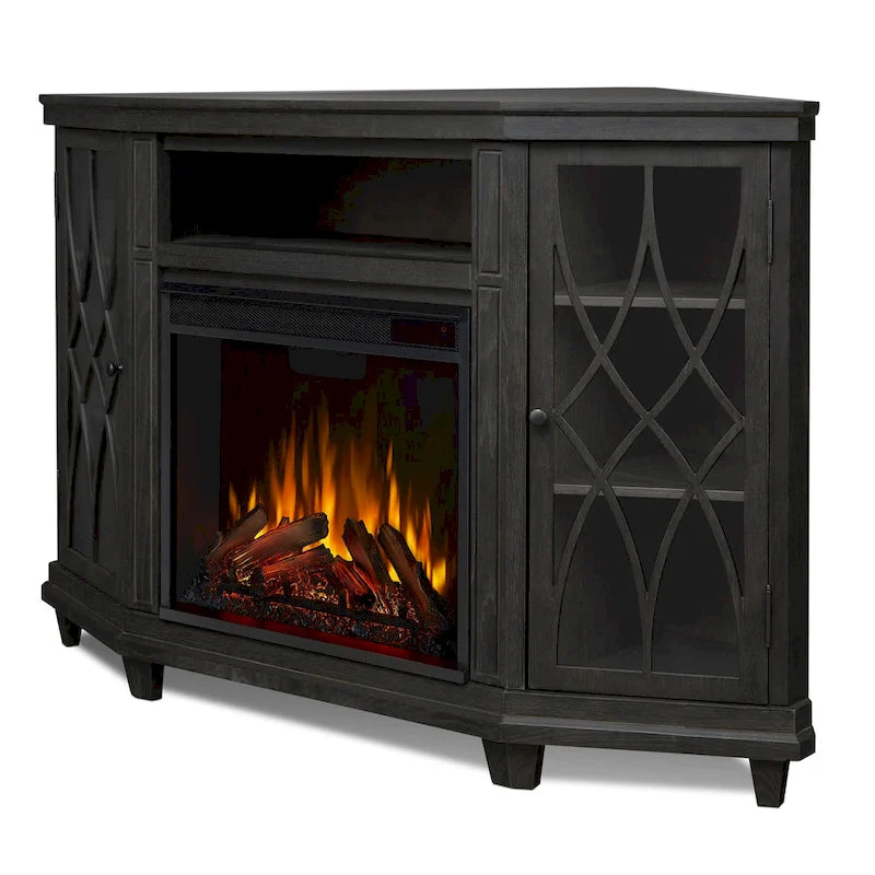 Lynette 56 TV Stand Electric Fireplace Gray by Real Flame