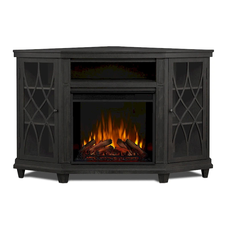 Lynette 56 TV Stand Electric Fireplace Gray by Real Flame