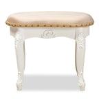 Gabrielle Traditional French Country Upholstered Vanity Ottoman