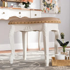Gabrielle Traditional French Country Upholstered Vanity Ottoman