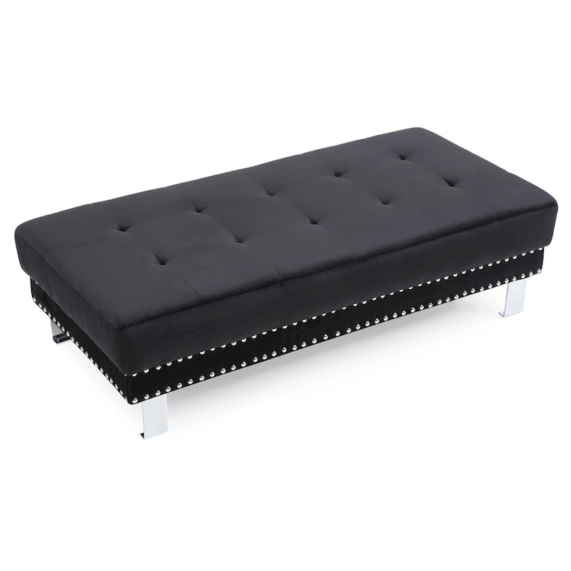 Derek Oversized Velvet Ottoman