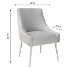 Carson Carrington Tasback Pleated Light Grey Velvet Side Chair