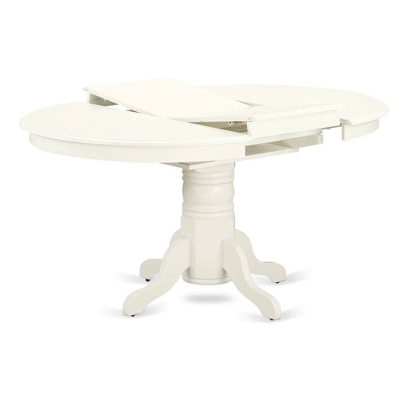 East West Furniture Dining Room Furniture Set- an Oval Kitchen Table and Wooden Seat Dining Chairs, Linen White(Pieces Option)