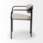 Parker Beige Fabric Seat With Gun Metal Gray Metal Frame Dining Chair - 21.5L x 21.1W x 28.7H