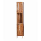 EcoDecors Tranquility Solid Teak Bathroom Linen Tower Closet in EarthyTeak Finish