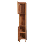 EcoDecors Tranquility Solid Teak Bathroom Linen Tower Closet in EarthyTeak Finish