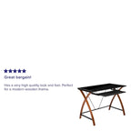 Modern Glass Top Computer Desk with Pull-out Keyboard Tray