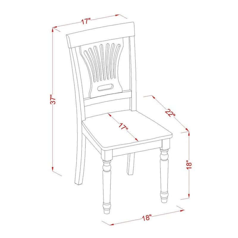 East West Furniture Plainville Kitchen Dining Chairs - Solid Wood Chairs, Set of 2, Buttermilk & Cherry (Chair Seat Option)