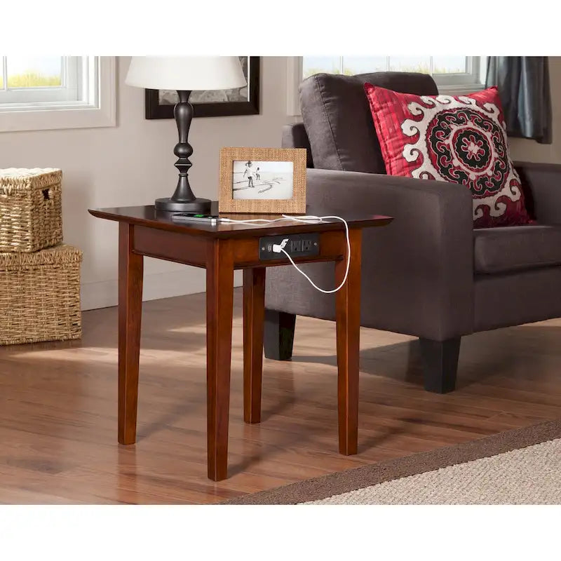 AFI Shaker End Table with Charger in Walnut