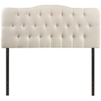 Kenmore Ivory Fabric Upholstered Tufted King Size Headboard