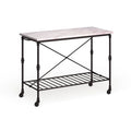 SEI Furniture Black Faux Marble Rolling Kitchen Island