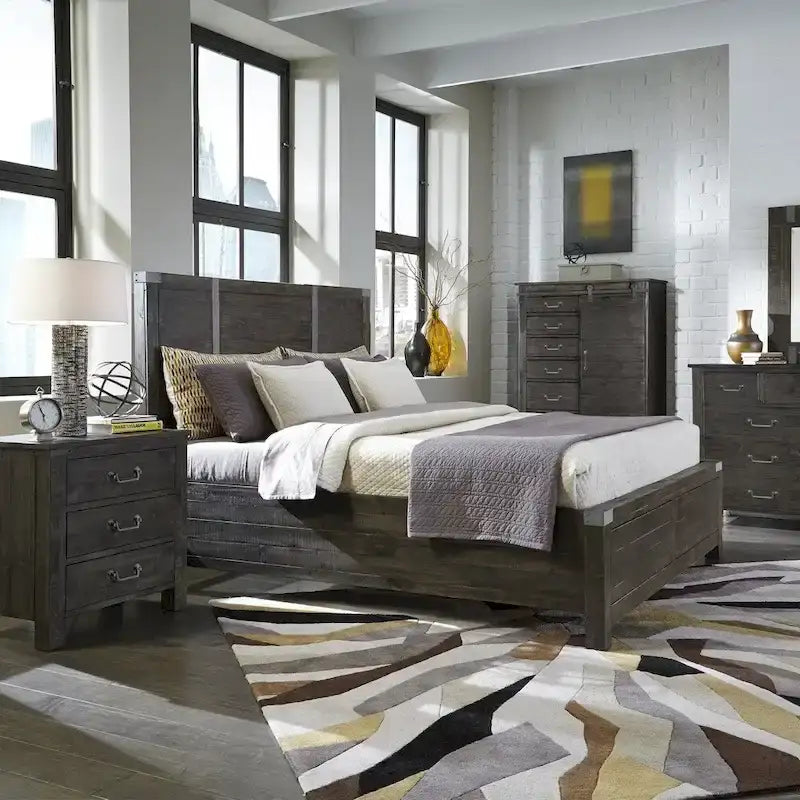 Abington Panel Bed in Weathered Charcoal