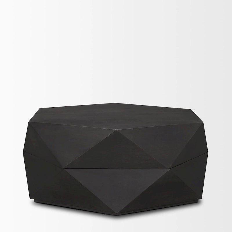 Arreto Black Solid Wood Hexagonal Coffee Table With Storage