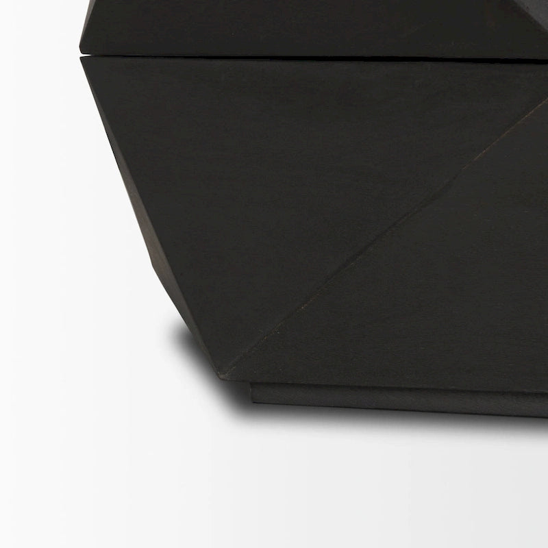 Arreto Black Solid Wood Hexagonal Coffee Table With Storage