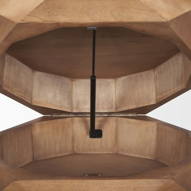 Arreto Black Solid Wood Hexagonal Coffee Table With Storage