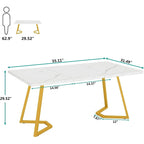 Modern Dining Dinner Table, 55 Inches Dining Room Table for 4-6 People