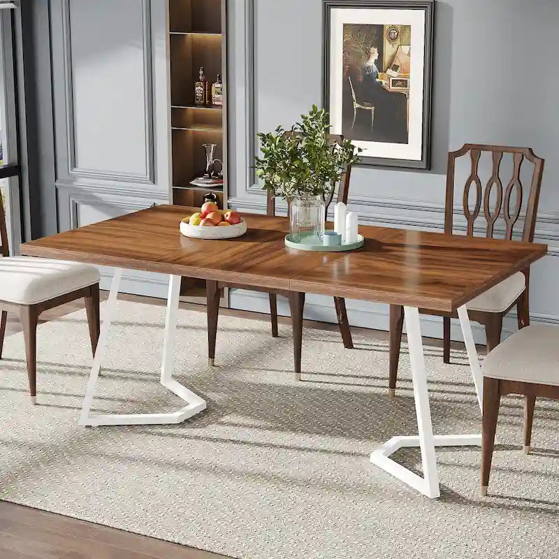 Modern Dining Dinner Table, 55 Inches Dining Room Table for 4-6 People