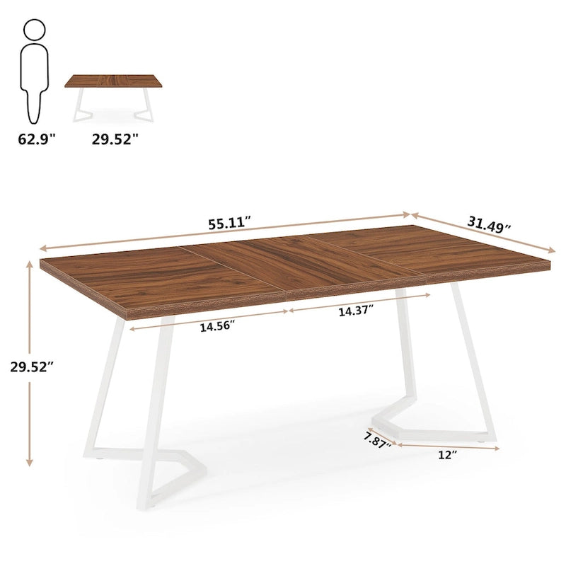Modern Dining Dinner Table, 55 Inches Dining Room Table for 4-6 People