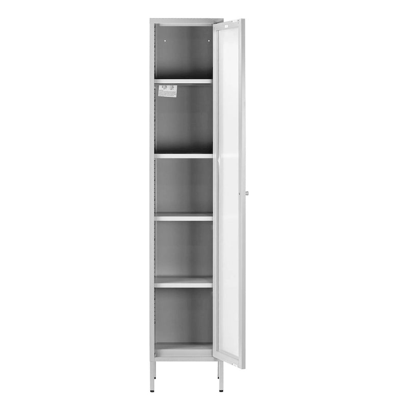 Avis 71-inch White Metal Cabinet with Clear Door