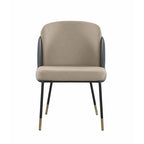 Somette Kimmy Two-Tone Gray Faux Leather Side Chair with Gold Accents, Set of 2 - Dining height