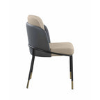 Somette Kimmy Two-Tone Gray Faux Leather Side Chair with Gold Accents, Set of 2 - Dining height