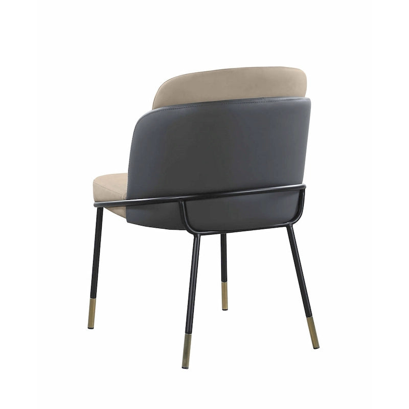 Somette Kimmy Two-Tone Gray Faux Leather Side Chair with Gold Accents, Set of 2 - Dining height
