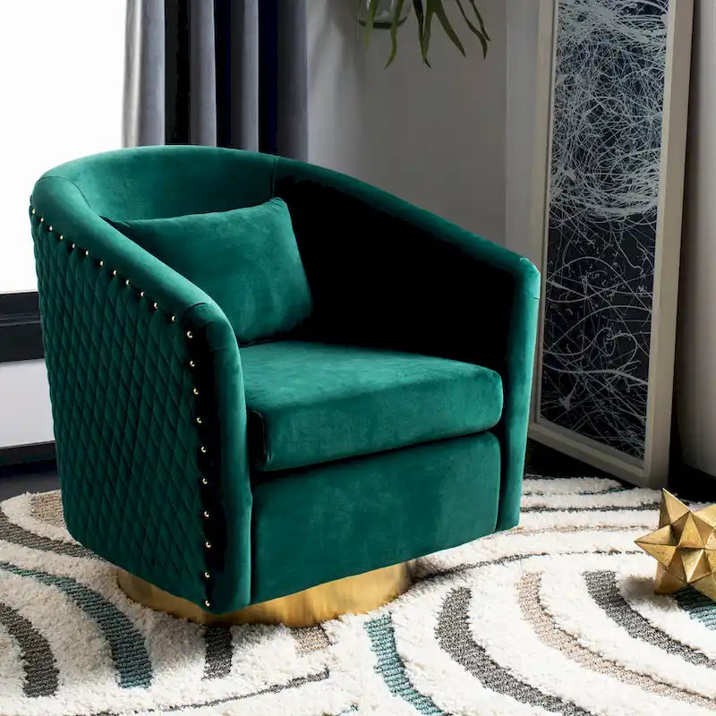 SAFAVIEH Couture Ikram Quilted Swivel Tub Chair - 30Wx32Dx30H
