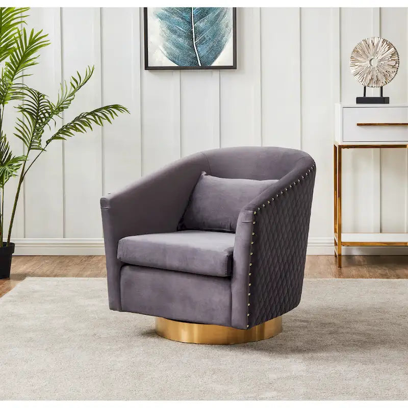 SAFAVIEH Couture Ikram Quilted Swivel Tub Chair - 30Wx32Dx30H