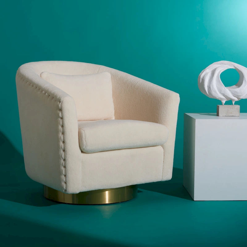 SAFAVIEH Couture Ikram Quilted Swivel Tub Chair - 30Wx32Dx30H